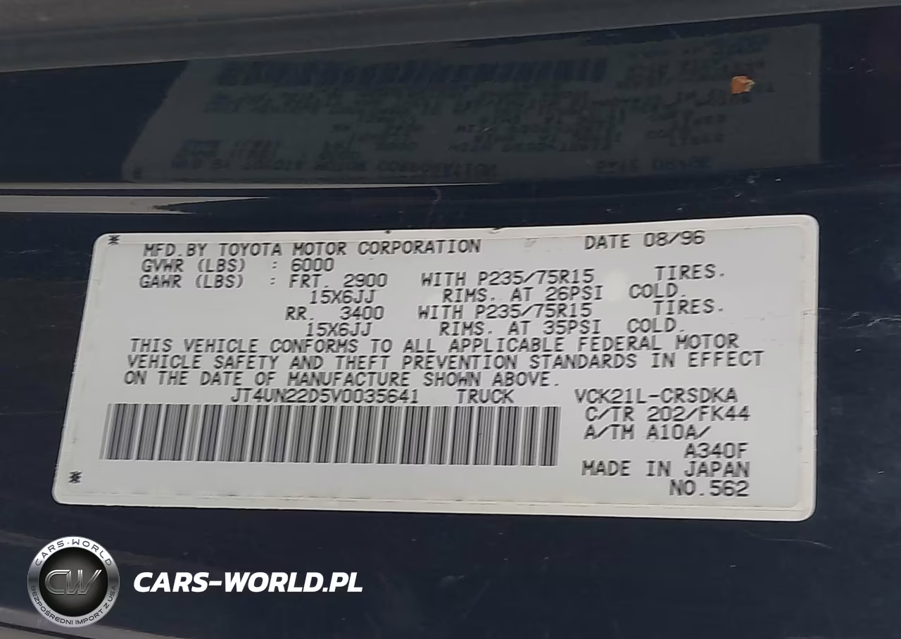 1997 Toyota T100 Dx V6 VIN:JT4UN22D5V0035641 - 9