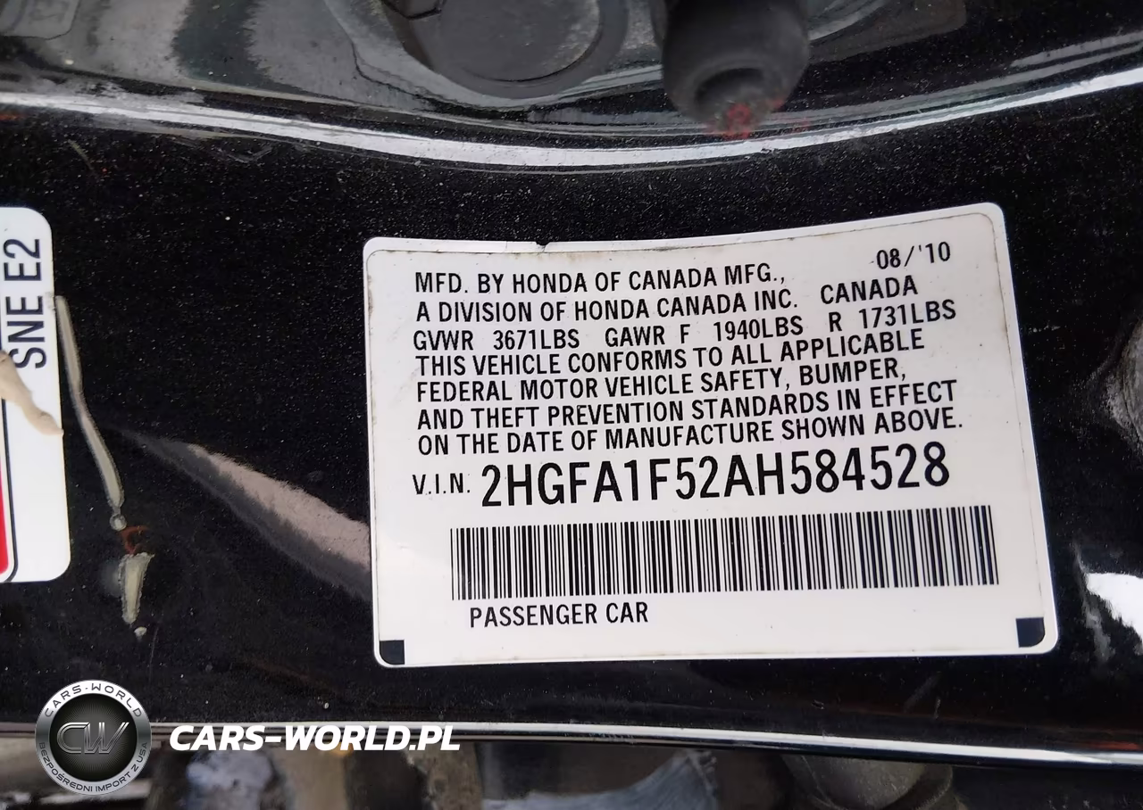 2010 Honda Civic Lx VIN:2HGFA1F52AH584528 - 9