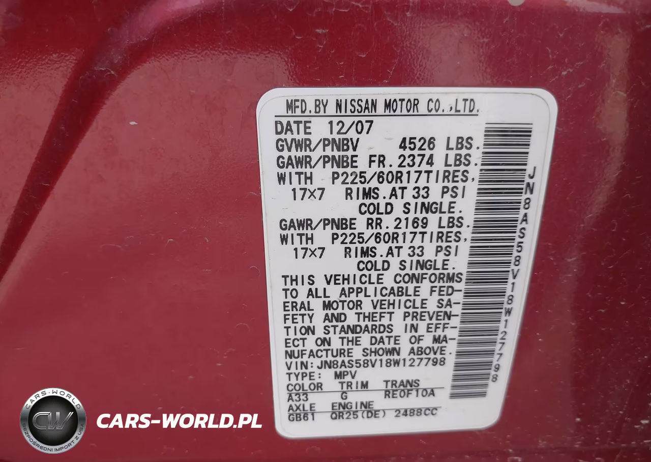2008 Nissan Rogue Sl VIN:JN8AS58V18W127798 - 9