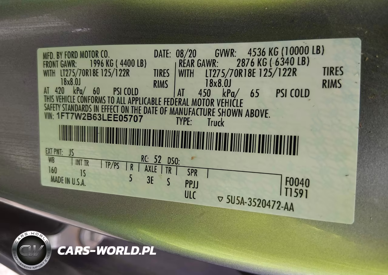 2020 Ford F-250 Xl VIN:1FT7W2B63LEE05707 - 9