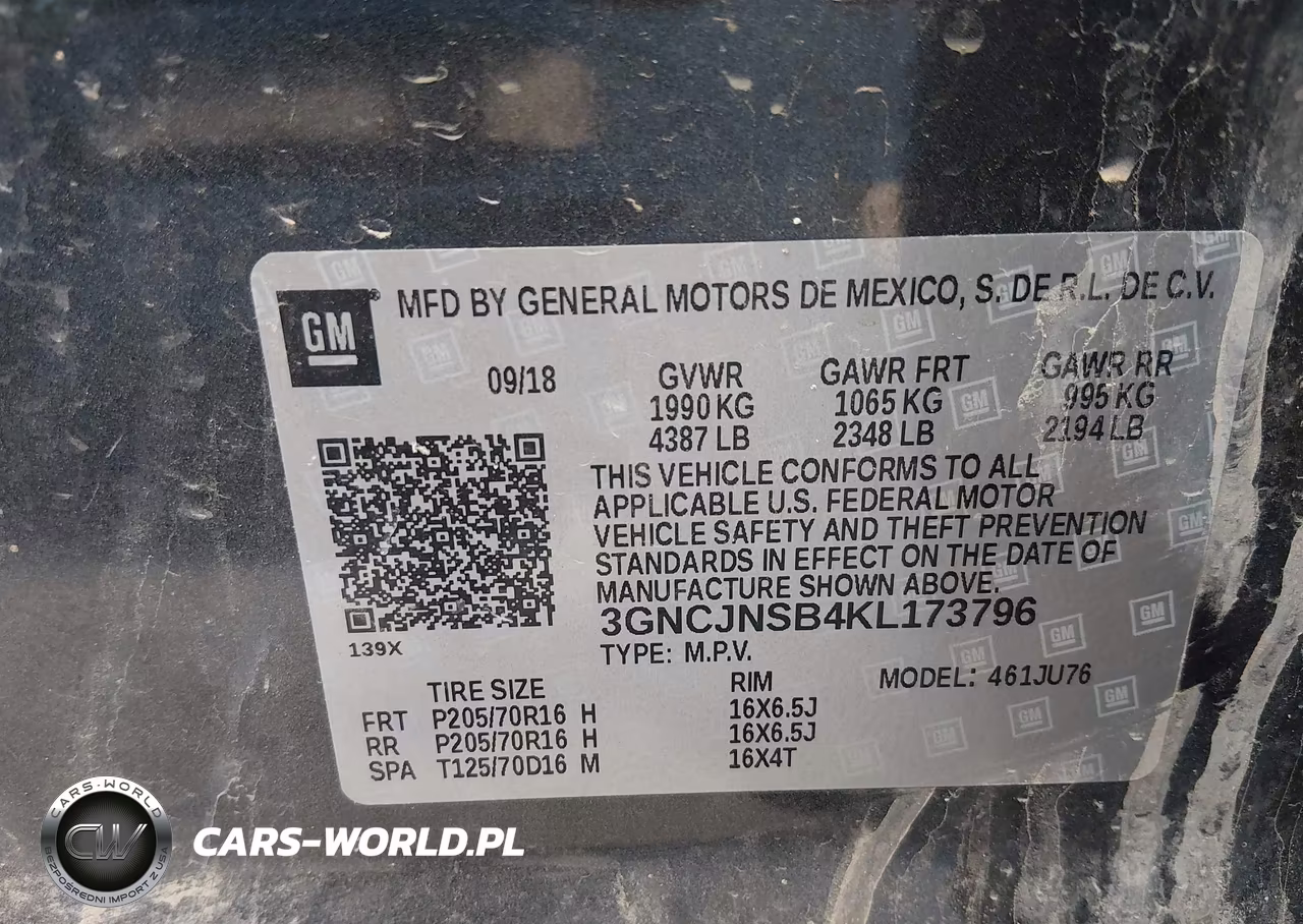 2019 Chevrolet Trax Ls VIN:3GNCJNSB4KL173796 - 9