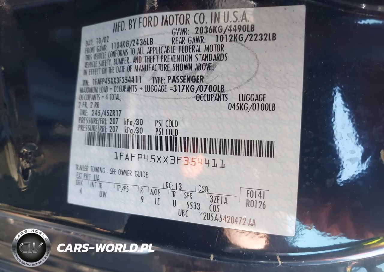 2003 Ford Mustang Gt VIN:1FAFP45XX3F354411 - 9