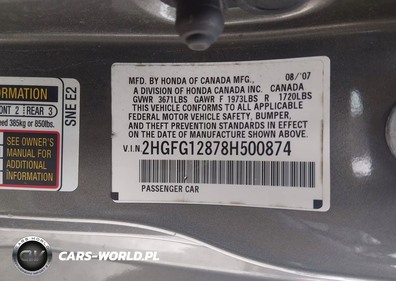 2008 Honda Civic Ex VIN:2HGFG12878H500874 - 9