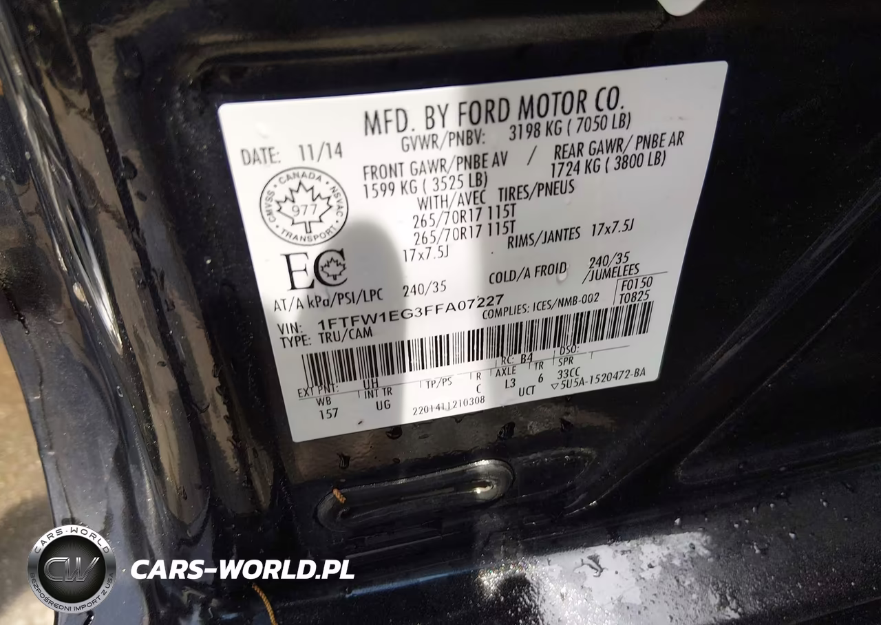 2015 Ford F-150 Xlt VIN:1FTFW1EG3FFA07227 - 9