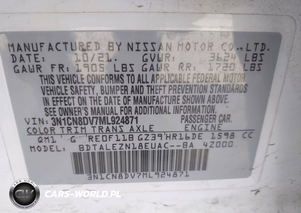 2021 Nissan Versa S Xtronic Cvt VIN:3N1CN8DV7ML924871 - 9