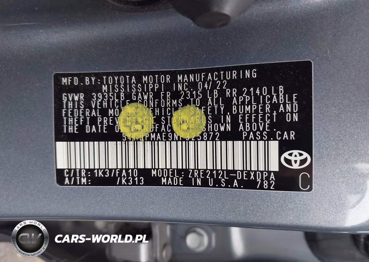2022 Toyota Corolla L VIN:5YFDPMAE9NP325872 - 9