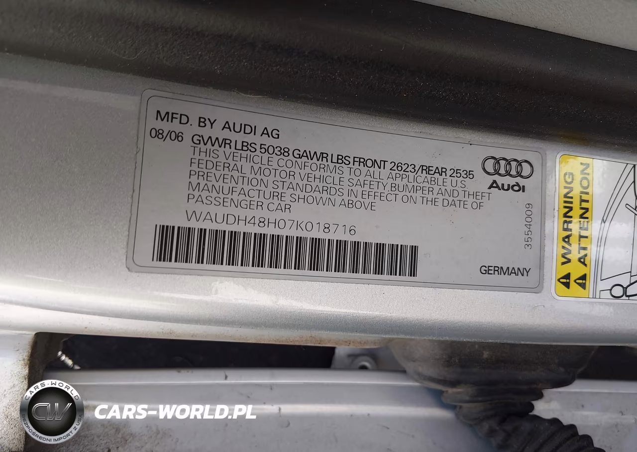 2007 Audi A4 3.2 VIN:WAUDH48H07K018716 - 9