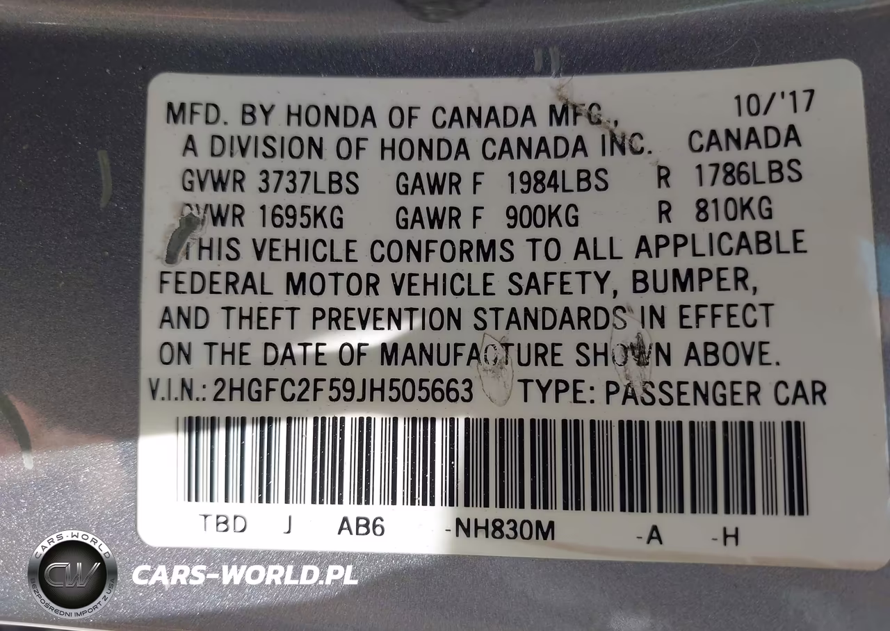 2018 Honda Civic Lx VIN:2HGFC2F59JH505663 - 9
