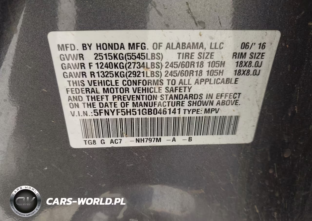 2016 Honda Pilot Ex-L VIN:5FNYF5H51GB046141 - 9