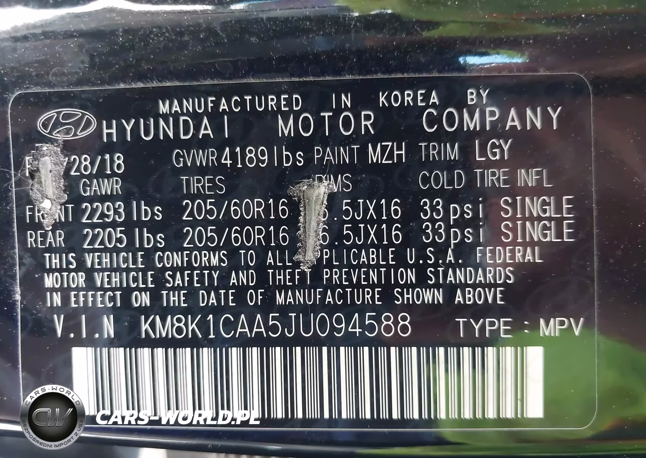 2018 Hyundai Kona Se VIN:KM8K1CAA5JU094588 - 9
