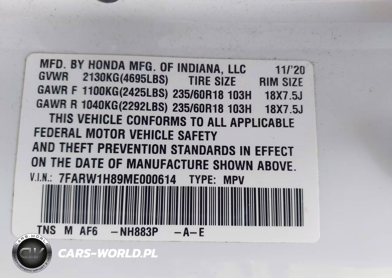 2021 Honda Cr-V 2Wd Ex-L VIN:7FARW1H89ME000614 - 9