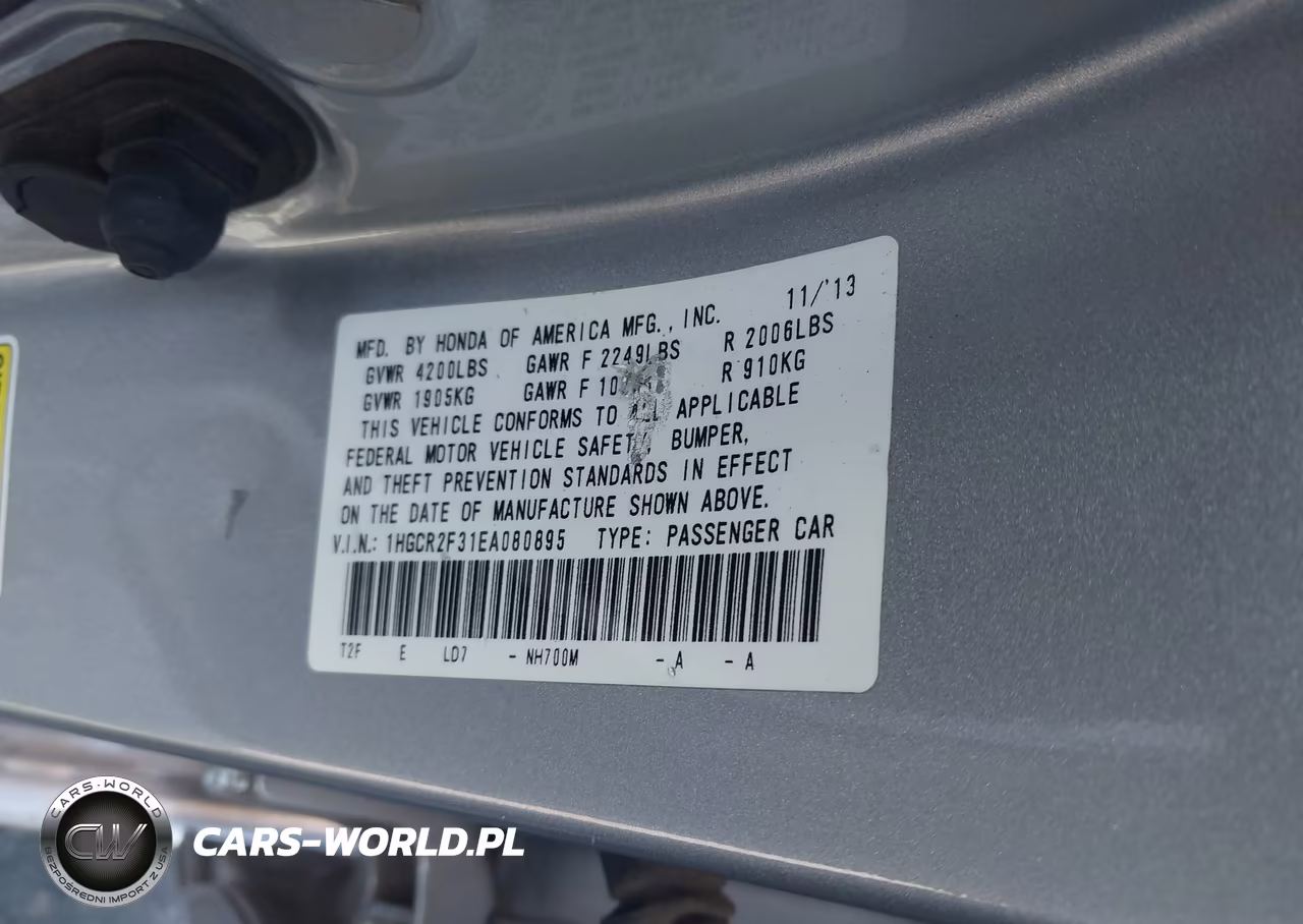 2014 Honda Accord Lx VIN:1HGCR2F31EA080895 - 9