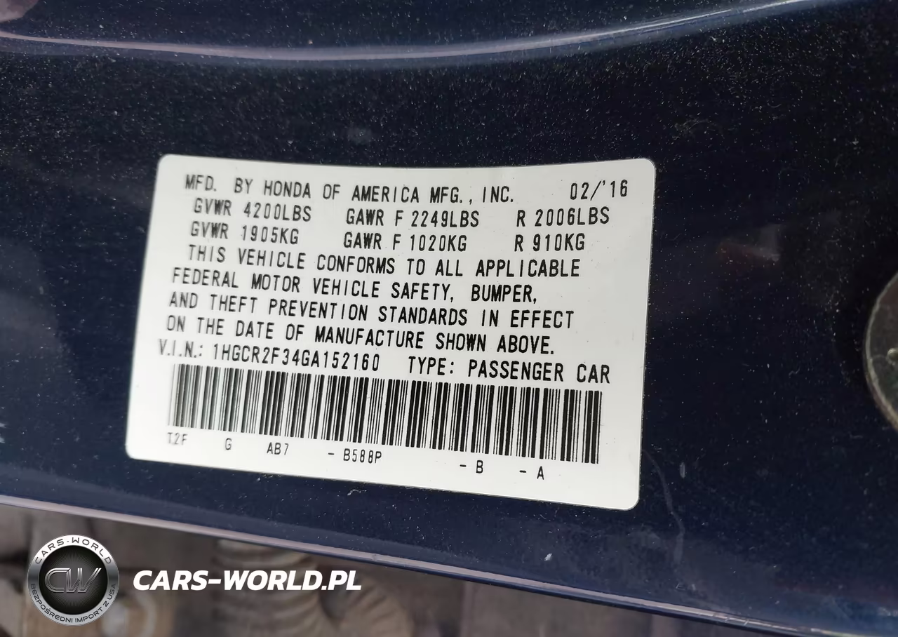 2016 Honda Accord Lx VIN:1HGCR2F34GA152160 - 9