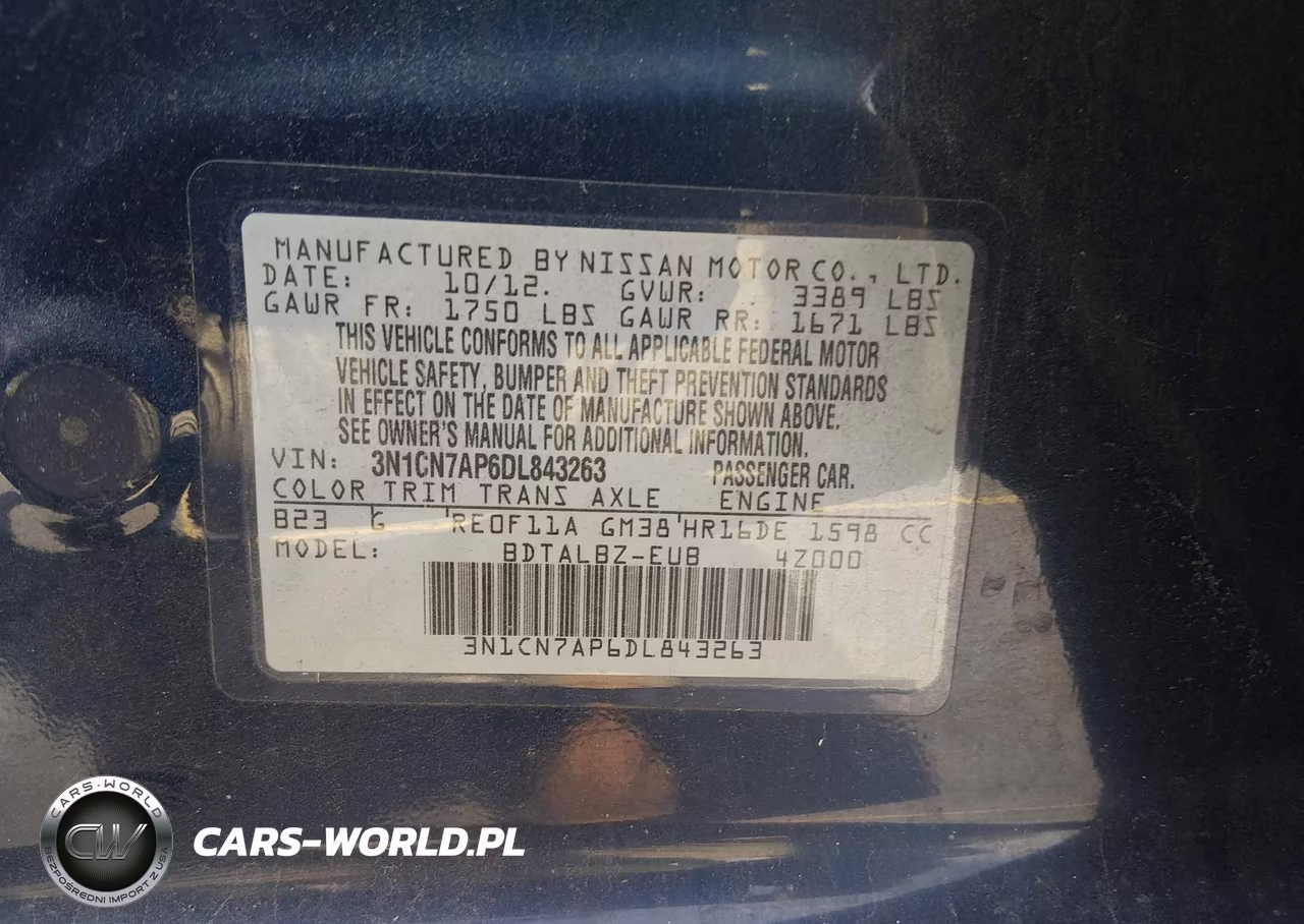 2013 Nissan Versa 1.6 Sv VIN:3N1CN7AP6DL843263 - 9