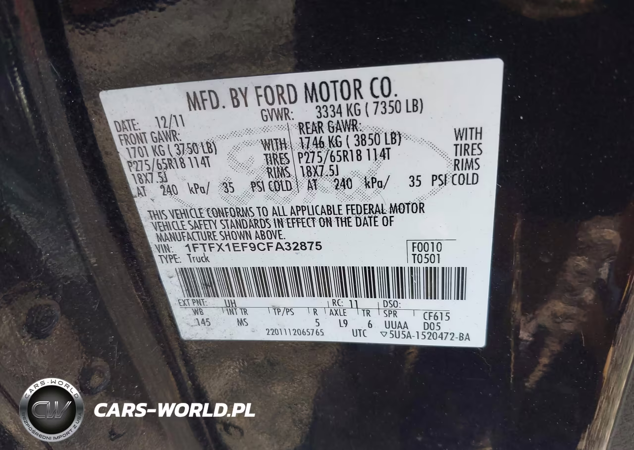 2012 Ford F-150 Xlt VIN:1FTFX1EF9CFA32875 - 9