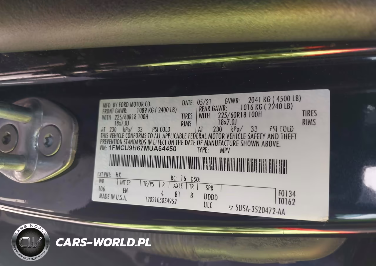 2021 Ford Escape Sel VIN:1FMCU9H67MUA64450 - 9