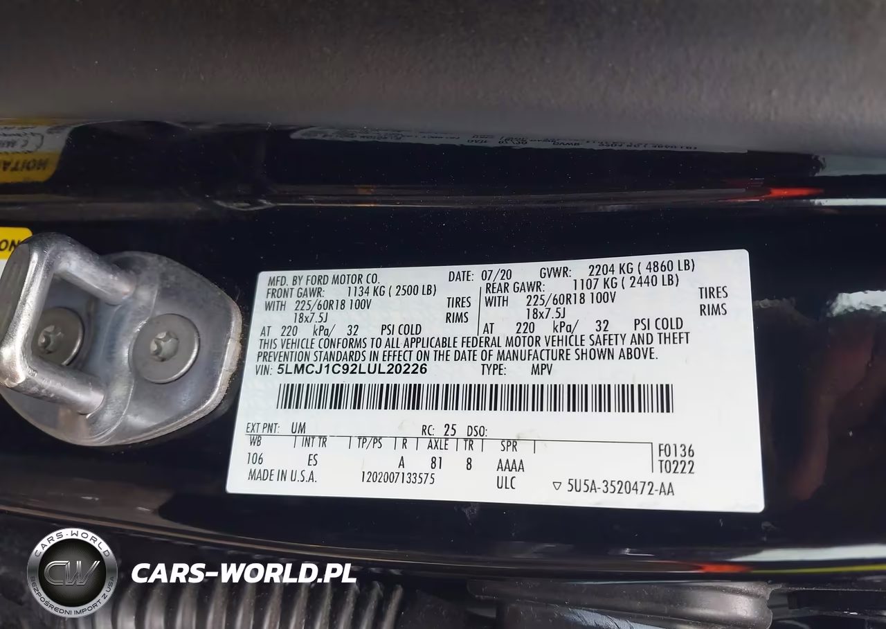 2020 Lincoln Corsair Standard VIN:5LMCJ1C92LUL20226 - 9