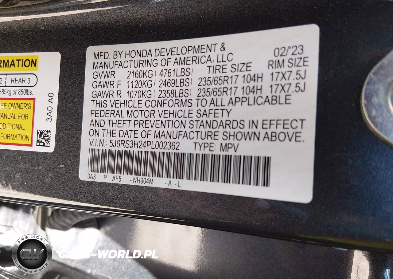 2023 Honda Cr-V Lx 2Wd VIN:5J6RS3H24PL002362 - 9