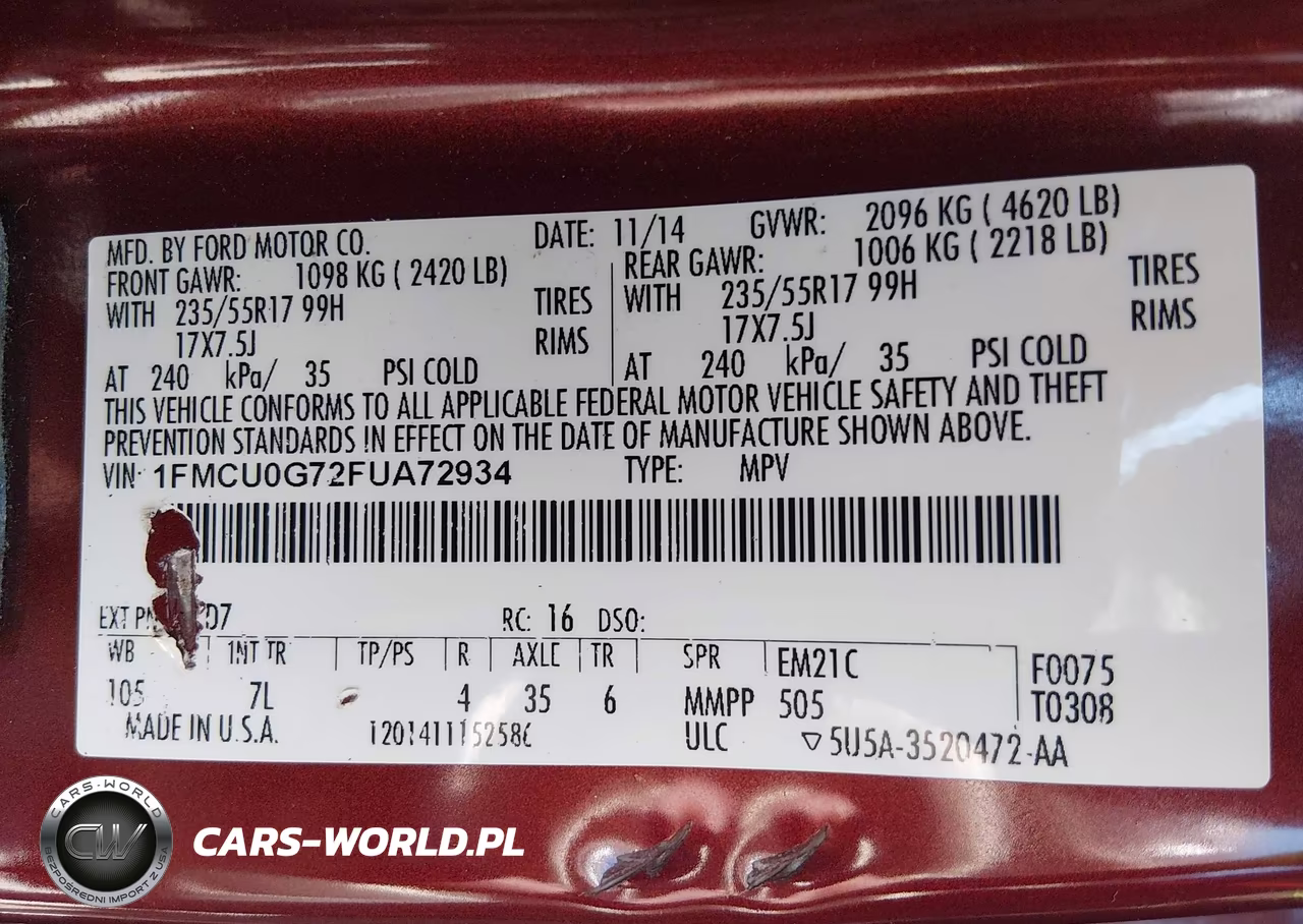 2015 Ford Escape Se VIN:1FMCU0G72FUA72934 - 9