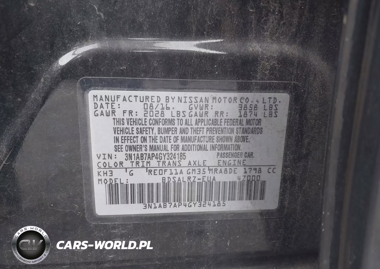 2016 Nissan Sentra Sr VIN:3N1AB7AP4GY324185 - 9
