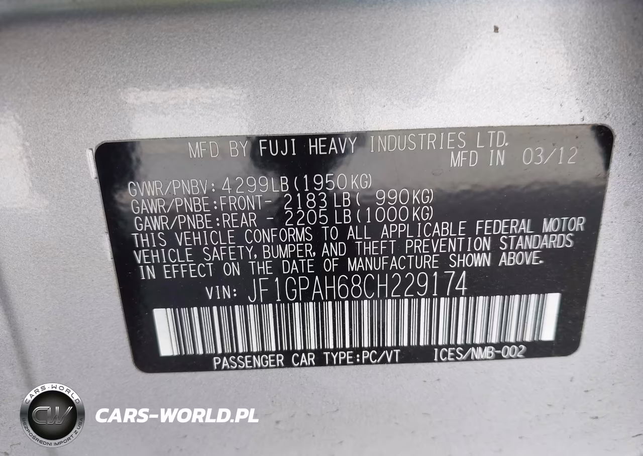 2012 Subaru Impreza 2.0I Limited VIN:JF1GPAH68CH229174 - 9
