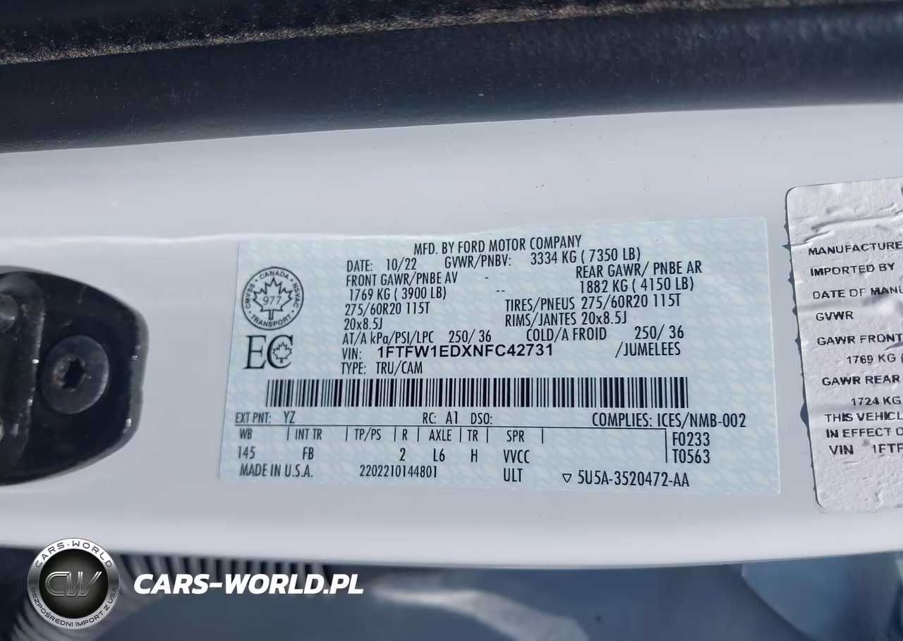 2022 Ford F-150 Xlt VIN:1FTFW1EDXNFC42731 - 9
