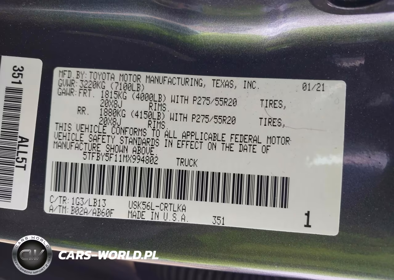 2021 Toyota Tundra Limited VIN:5TFBY5F11MX994802 - 9
