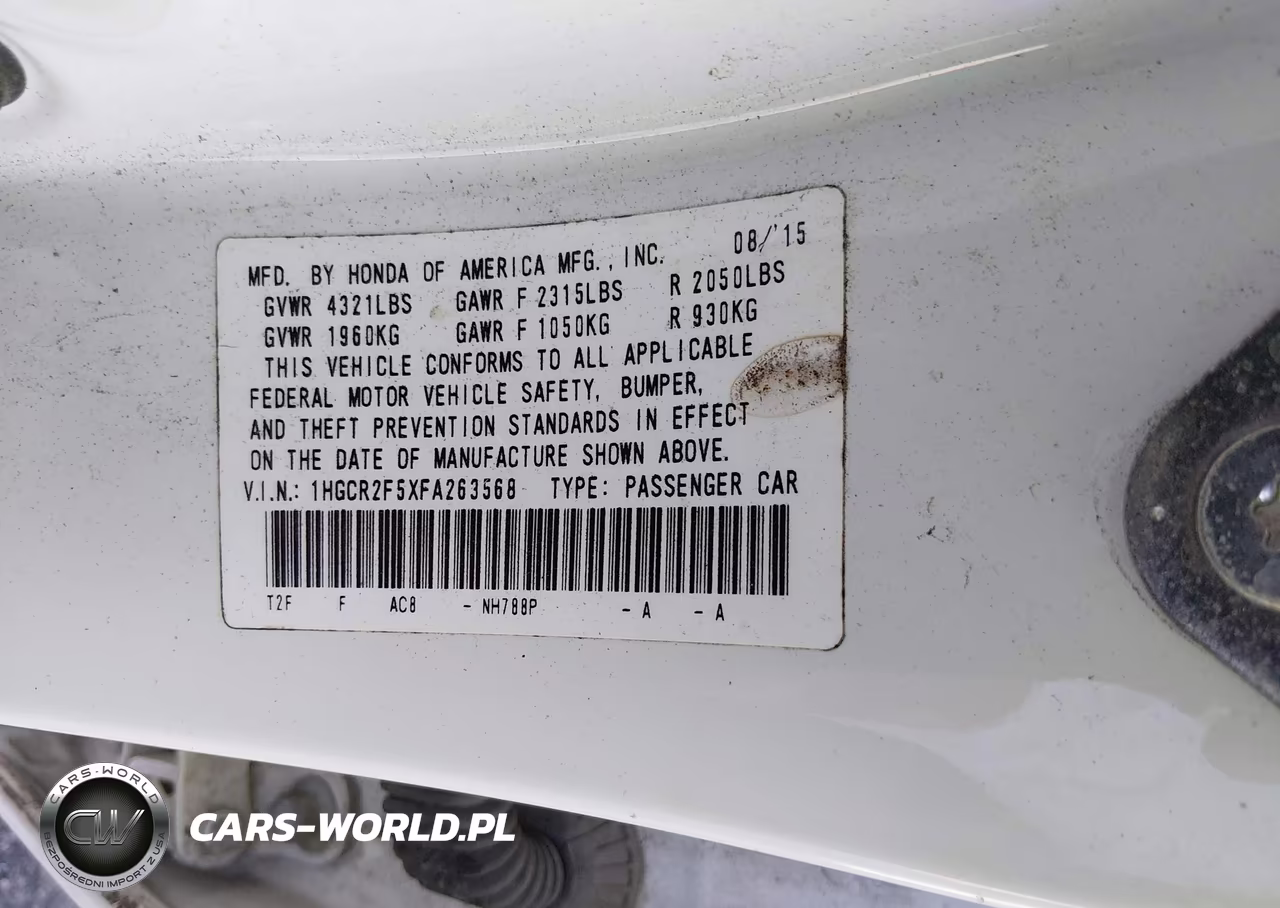 2015 Honda Accord Sport VIN:1HGCR2F5XFA263568 - 9