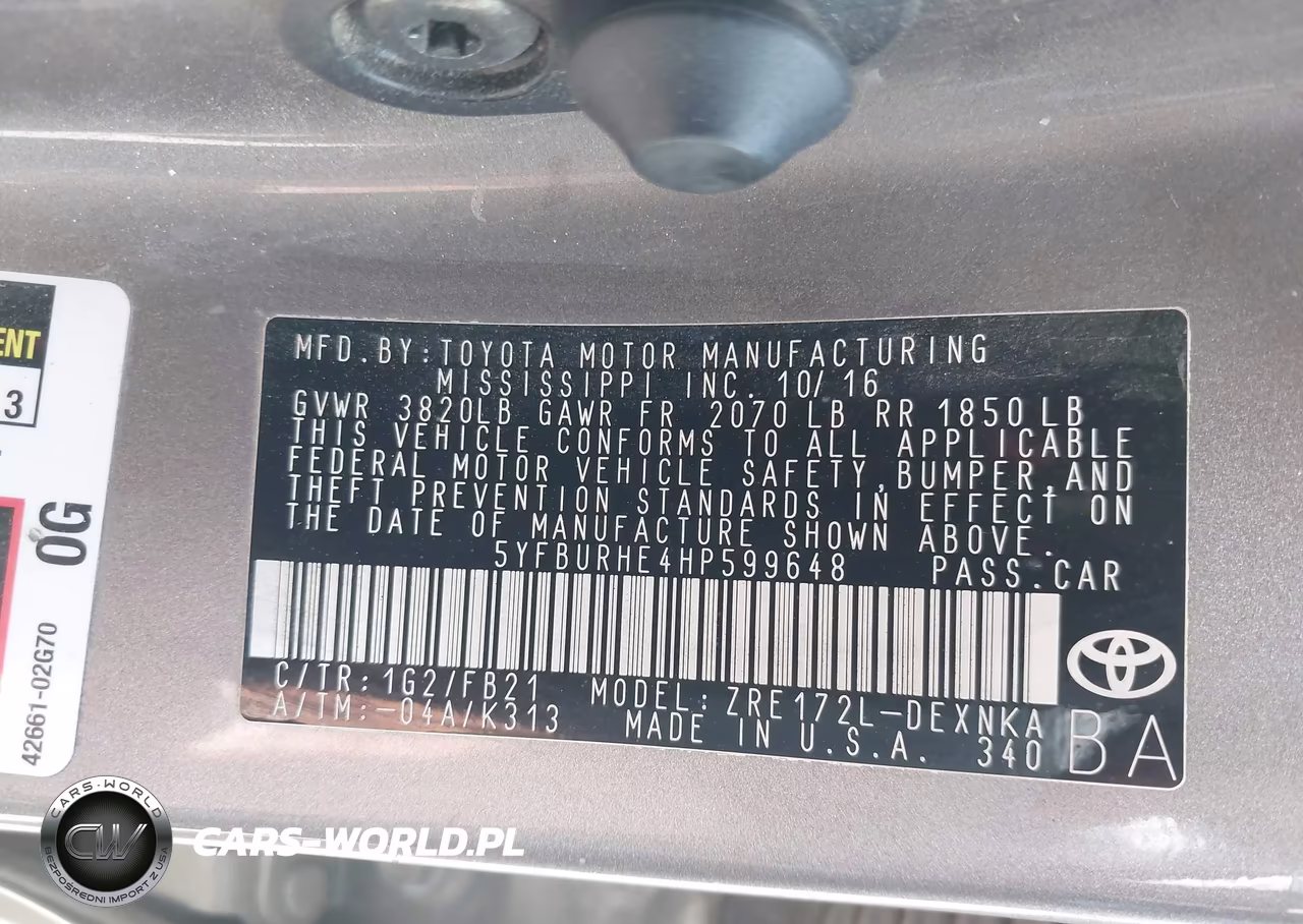2017 Toyota Corolla Le VIN:5YFBURHE4HP599648 - 9