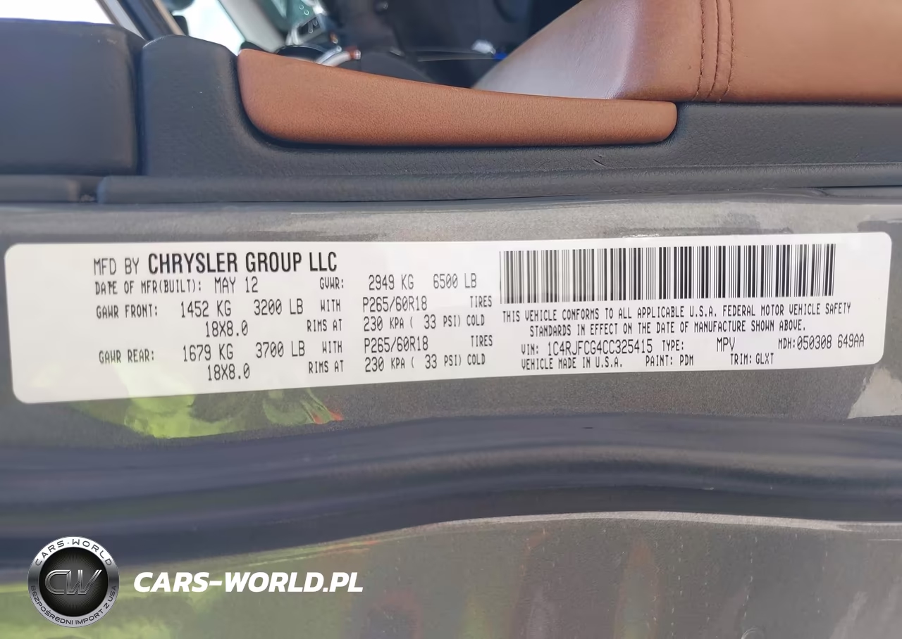 2012 Jeep Grand Cherokee Overland VIN:1C4RJFCG4CC325415 - 9