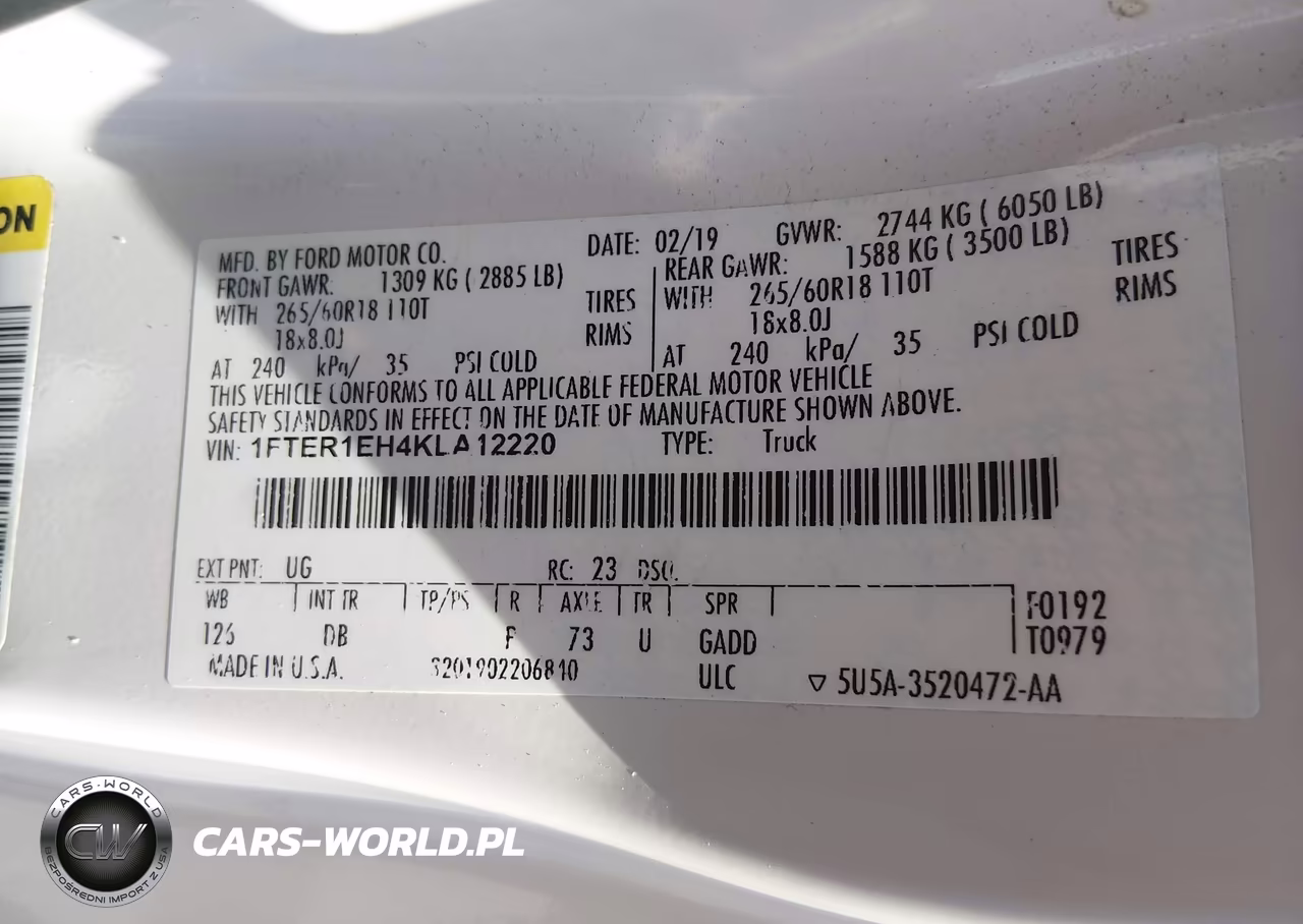 2019 Ford Ranger Lariat VIN:1FTER1EH4KLA12220 - 9