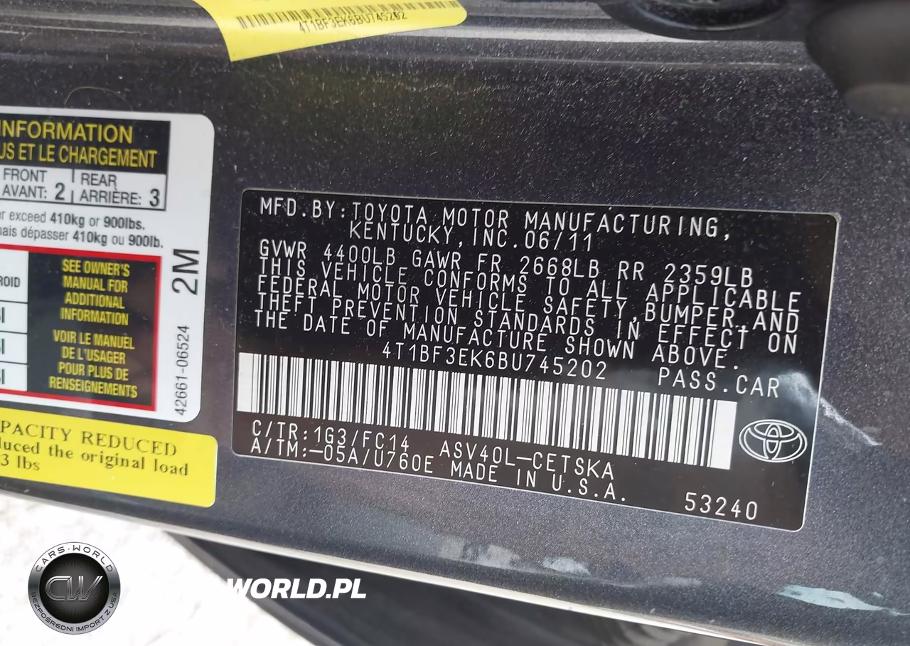 2011 Toyota Camry Se VIN:4T1BF3EK6BU745202 - 9
