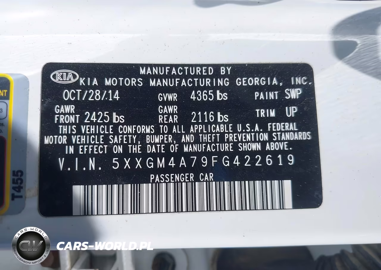 2015 Kia Optima Lx VIN:5XXGM4A79FG422619 - 9
