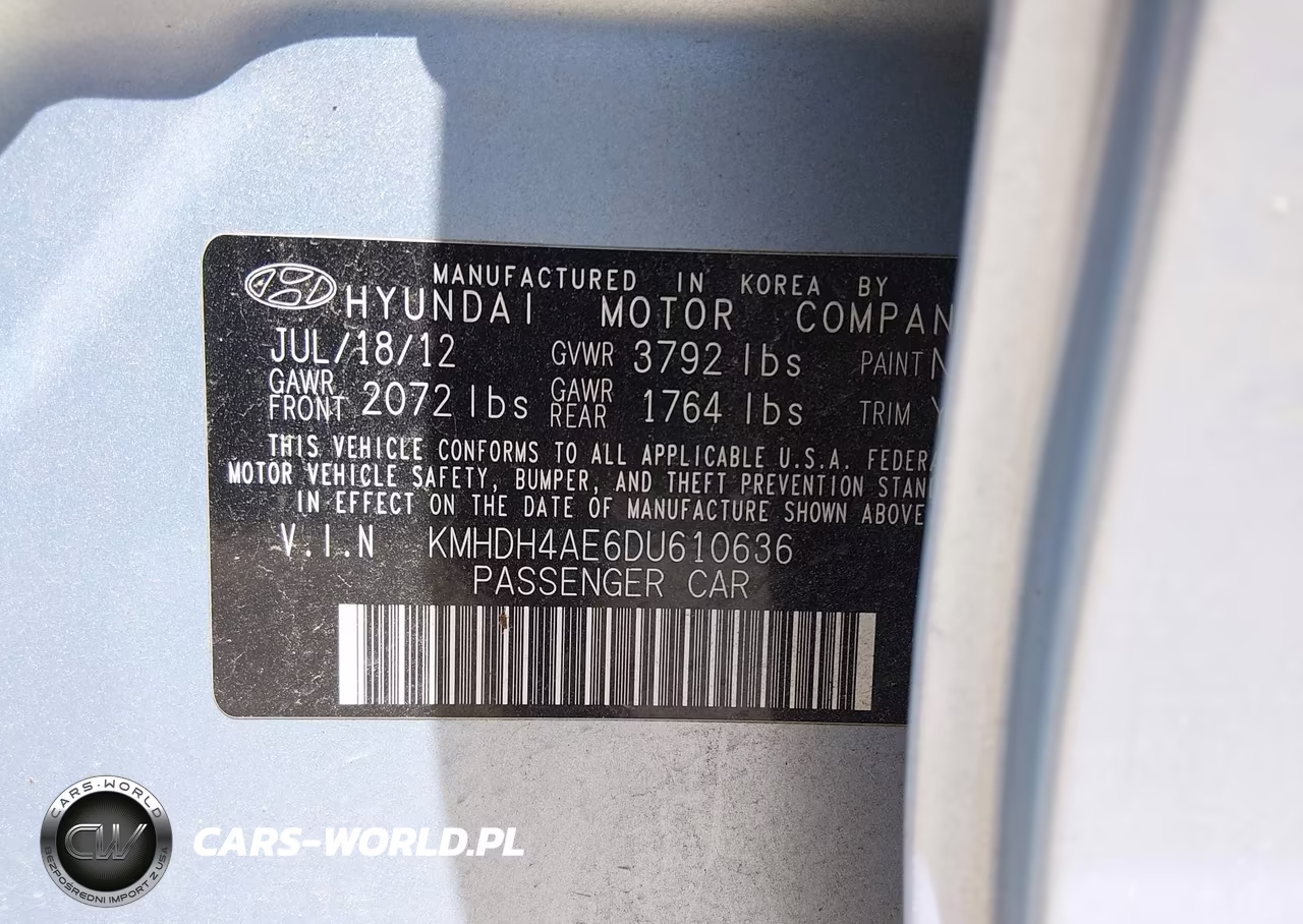 2013 Hyundai Elantra Gls VIN:KMHDH4AE6DU610636 - 9