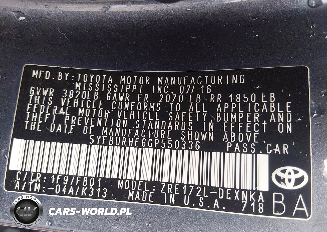 2016 Toyota Corolla Le VIN:5YFBURHE6GP550336 - 9