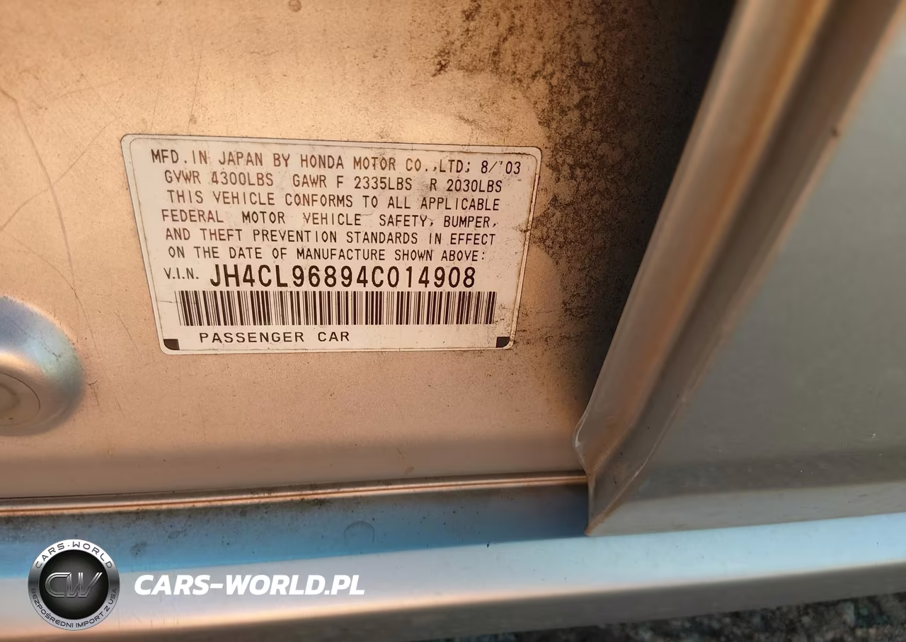 2004 Acura Tsx VIN:JH4CL96894C014908 - 9