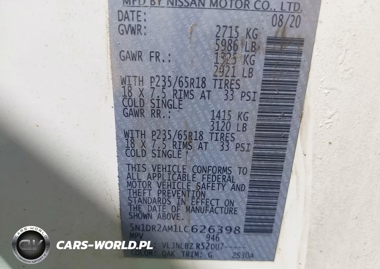2020 Nissan Pathfinder S 4Wd VIN:5N1DR2AM1LC626398 - 9