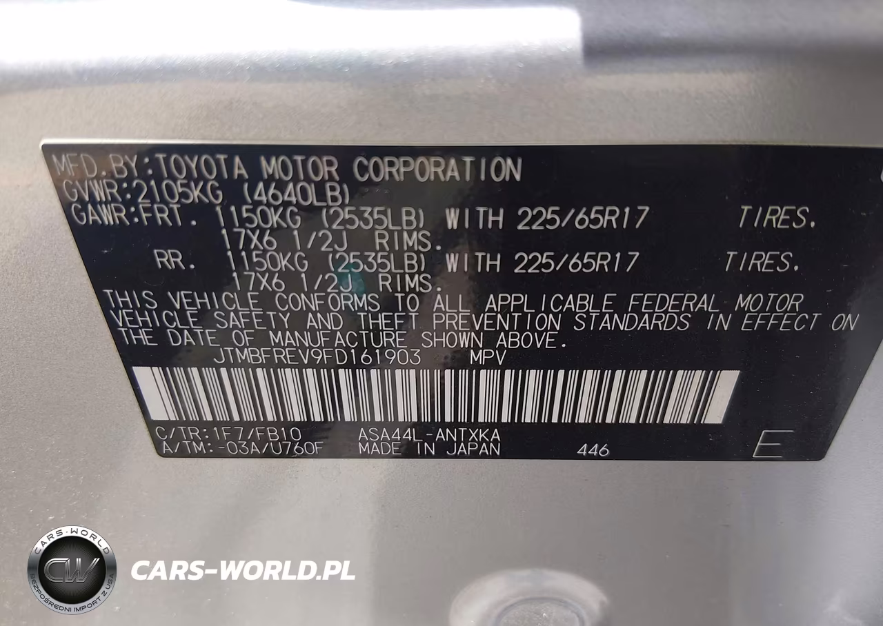 2015 Toyota Rav4 Le VIN:JTMBFREV9FD161903 - 9