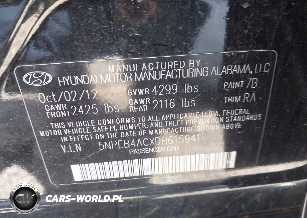 2013 Hyundai Sonata Gls VIN:5NPEB4ACXDH615941 - 9