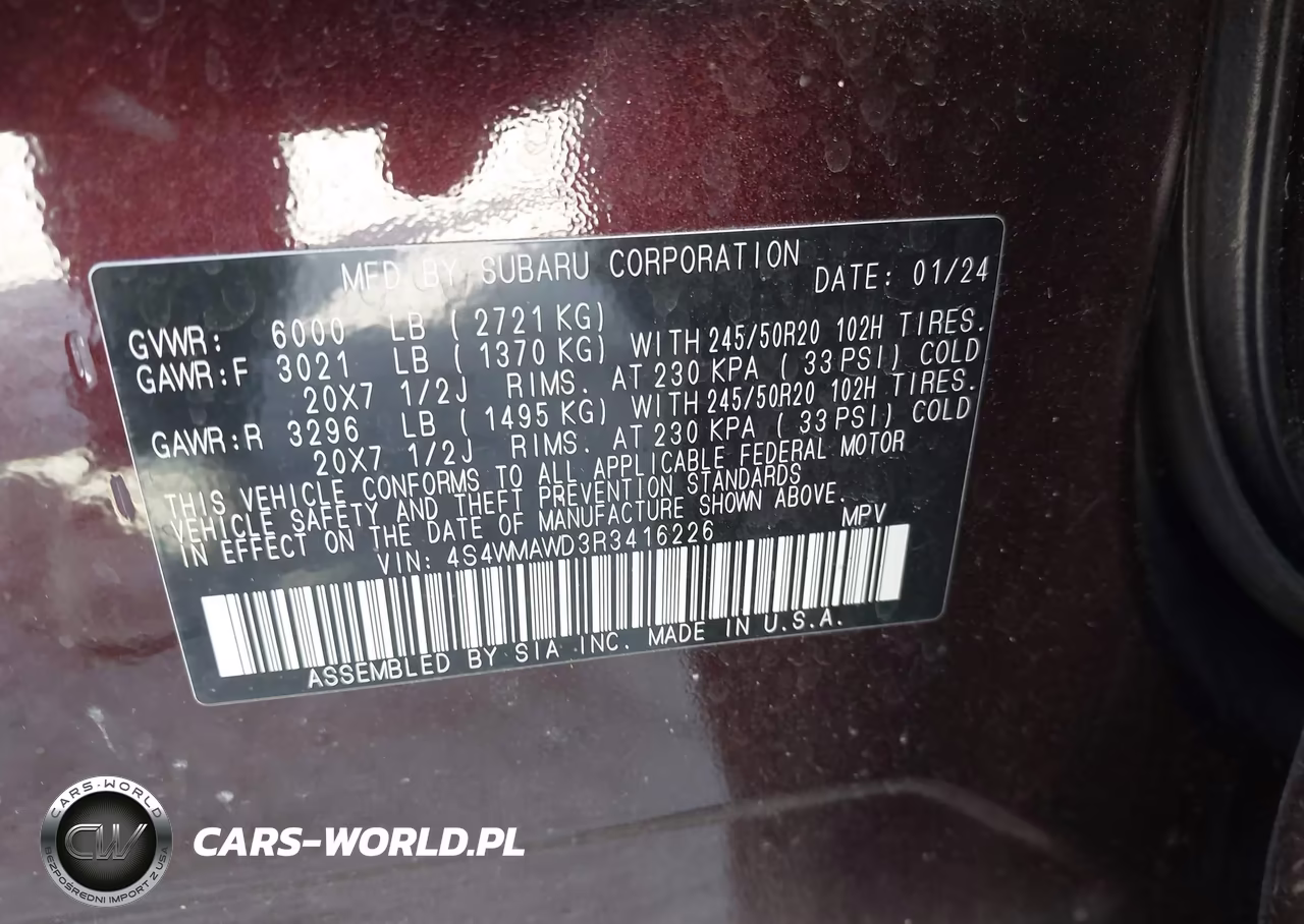 2024 Subaru Ascent Touring 7-Passenger VIN:4S4WMAWD3R3416226 - 9