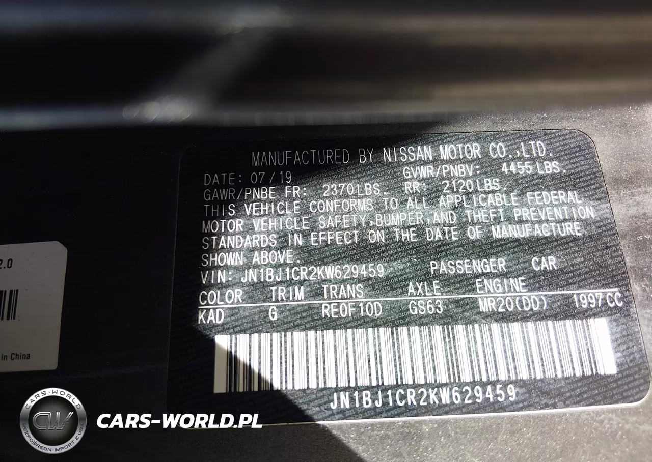 2019 Nissan Rogue Sport S VIN:JN1BJ1CR2KW629459 - 9