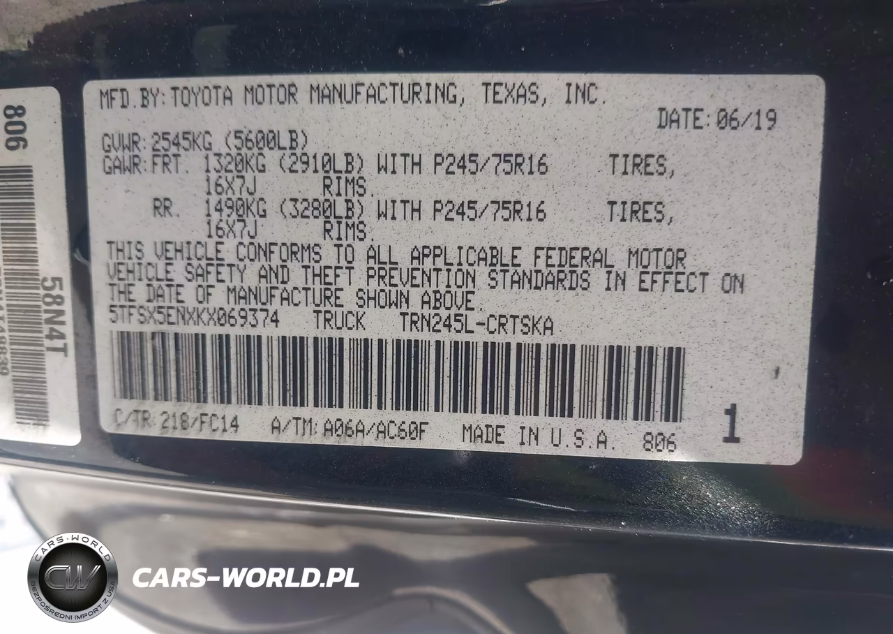 2019 Toyota Tacoma Sr5 VIN:5TFSX5ENXKX069374 - 9