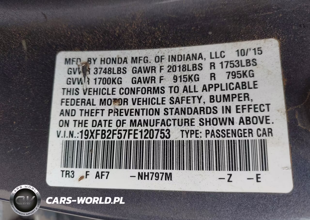 2015 Honda Civic Lx VIN:19XFB2F57FE120753 - 9