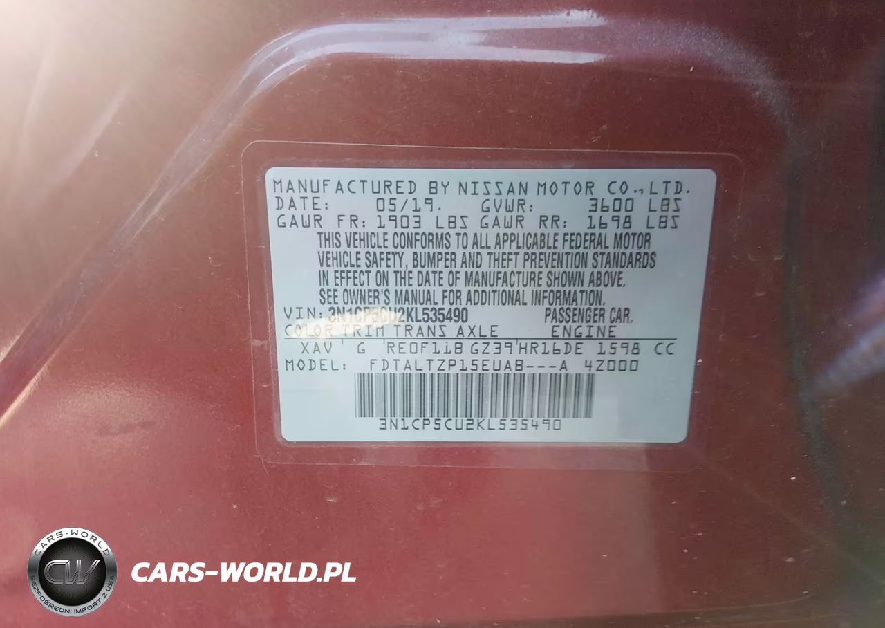2019 Nissan Kicks Sr VIN:3N1CP5CU2KL535490 - 9