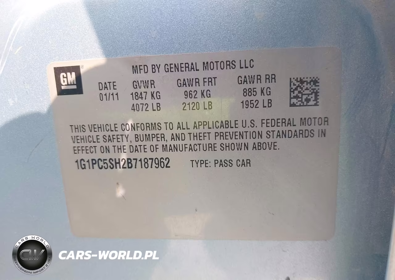 2011 Chevrolet Cruze Ls VIN:1G1PC5SH2B7187962 - 9