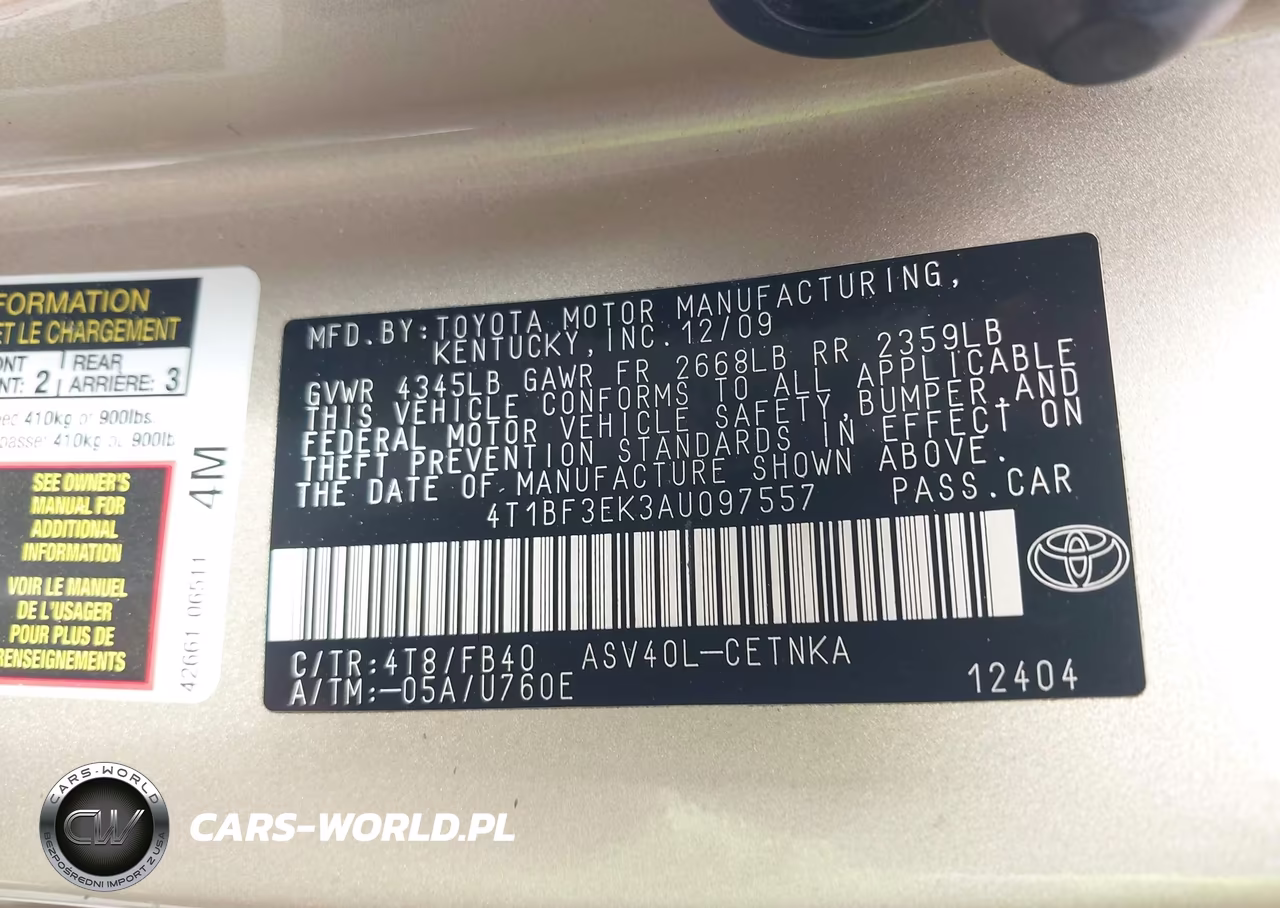 2010 Toyota Camry Le VIN:4T1BF3EK3AU097557 - 9