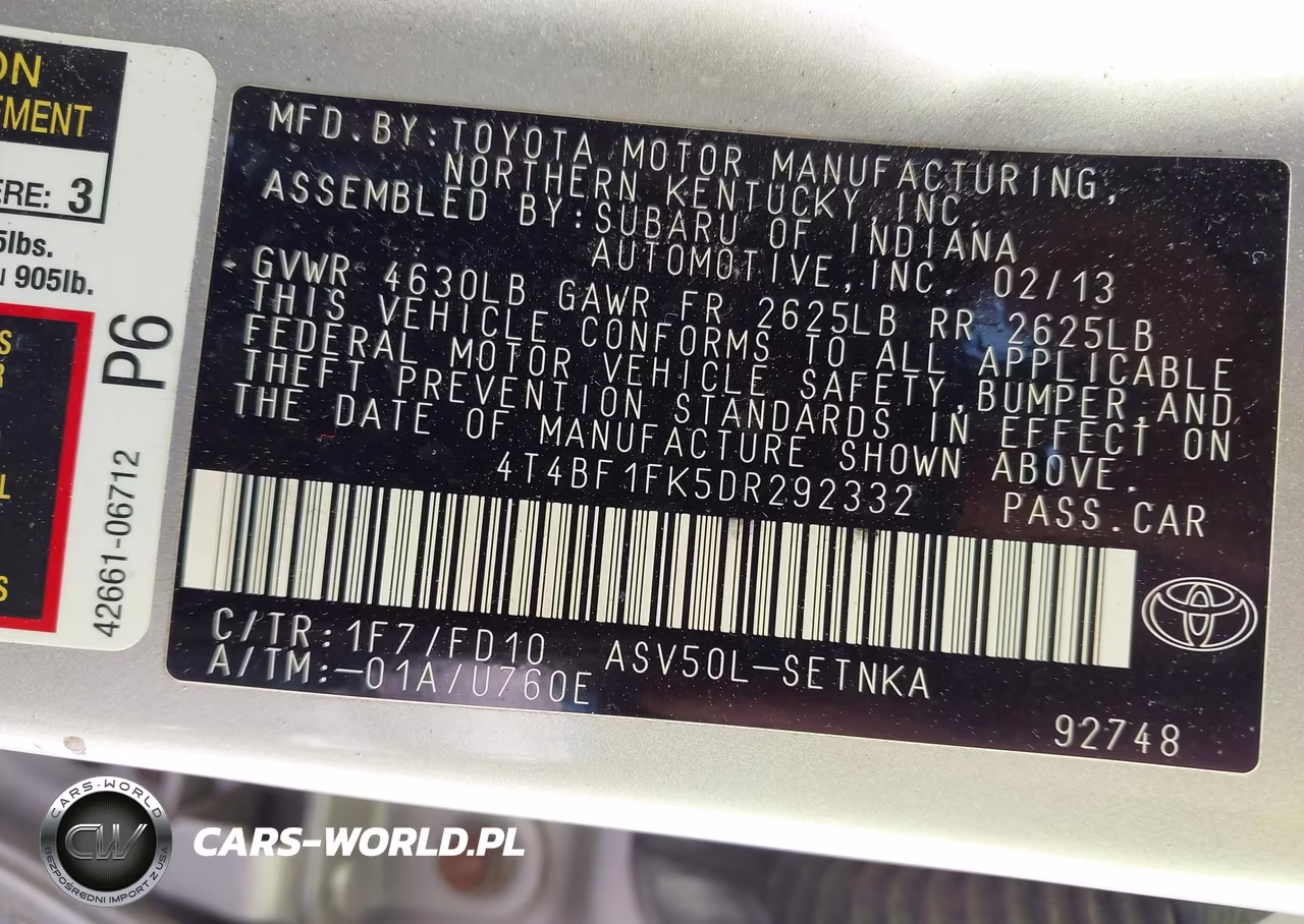 2013 Toyota Camry Le VIN:4T4BF1FK5DR292332 - 9