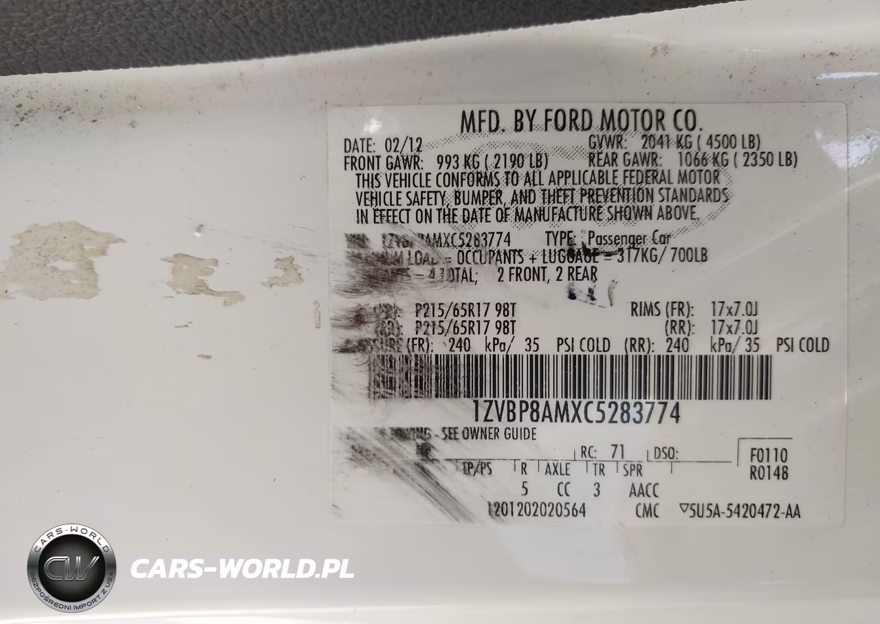 2012 Ford Mustang V6 VIN:1ZVBP8AMXC5283774 - 9