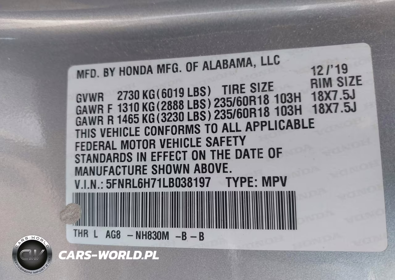 2020 Honda Odyssey VIN:5FNRL6H71LB038197 - 9