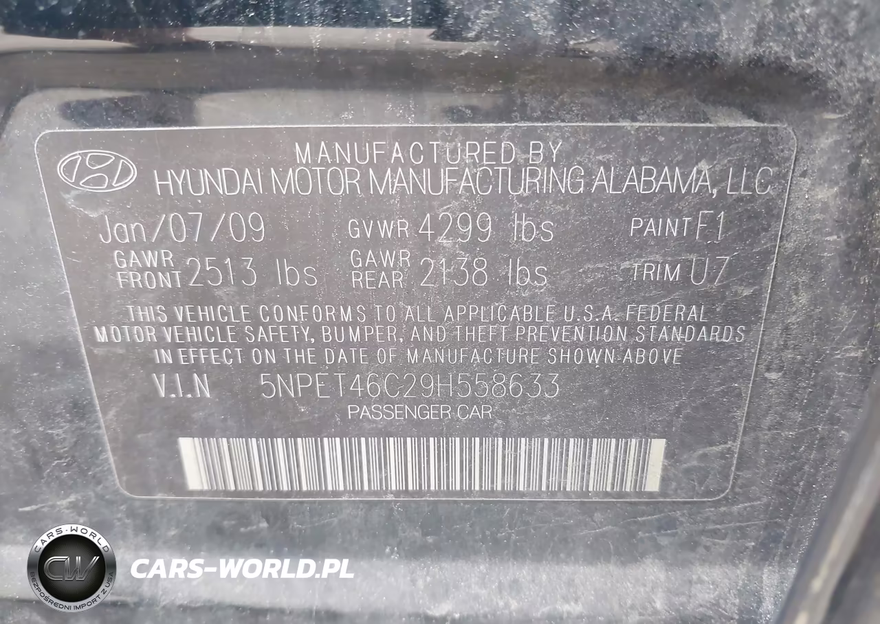 2009 Hyundai Sonata Gls VIN:5NPET46C29H558633 - 9